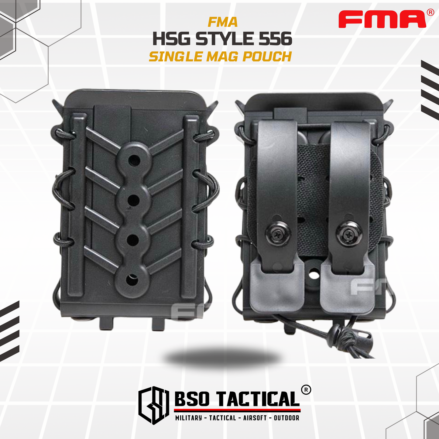 FMA HSG Style Polymer Single Mag Pouch 9mm 556 Molle Clip