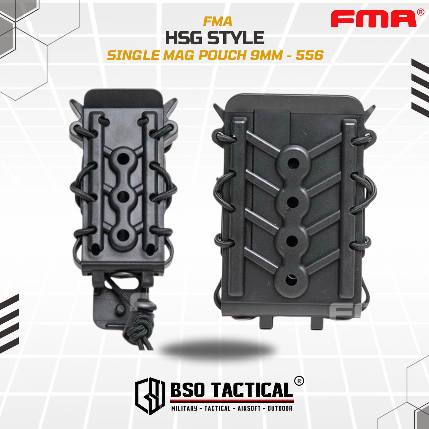 FMA HSG Style Polymer Single Mag Pouch 9mm 556 Molle Clip