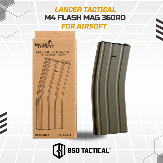 Lancer Tactical Flash Magazine Tarik 360Rd for M4 Mag Airsoft Toys Metal - Dark Earth Color