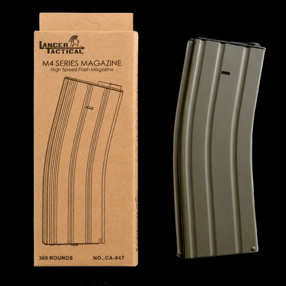 Lancer Tactical Flash Magazine Tarik 360Rd for M4 Mag Airsoft Toys Metal - Dark Earth Color