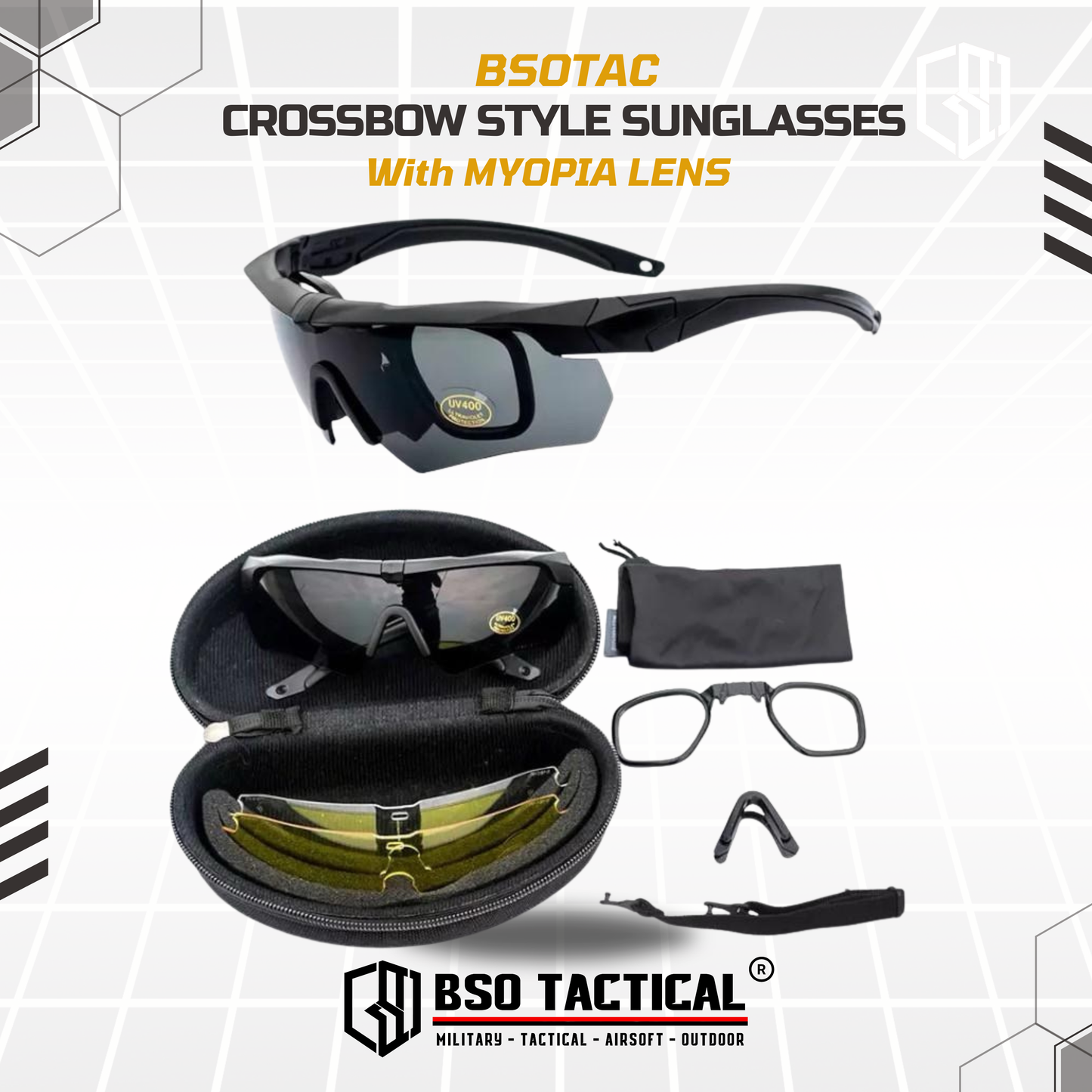 Kacamata ESS Crossbow Style Tactical Outdoor Sunglasses 3 Lens Sport