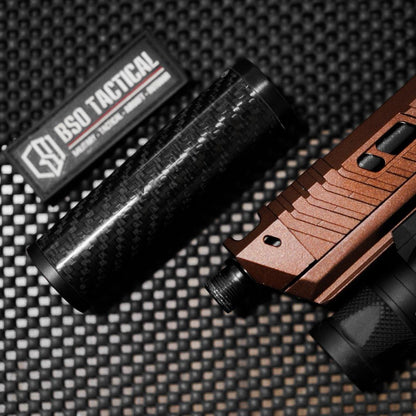 Trident Custom Mini Silencer Carbon Slim Design AEG GBB GBBR 14mm