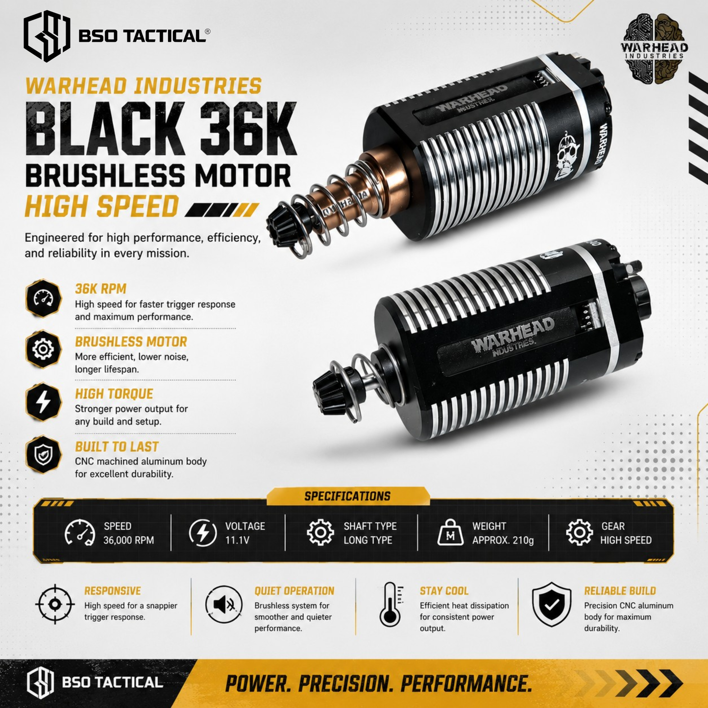 Warhead Dinamo Brushless CNC motor BLACK High Speed 36k RPM