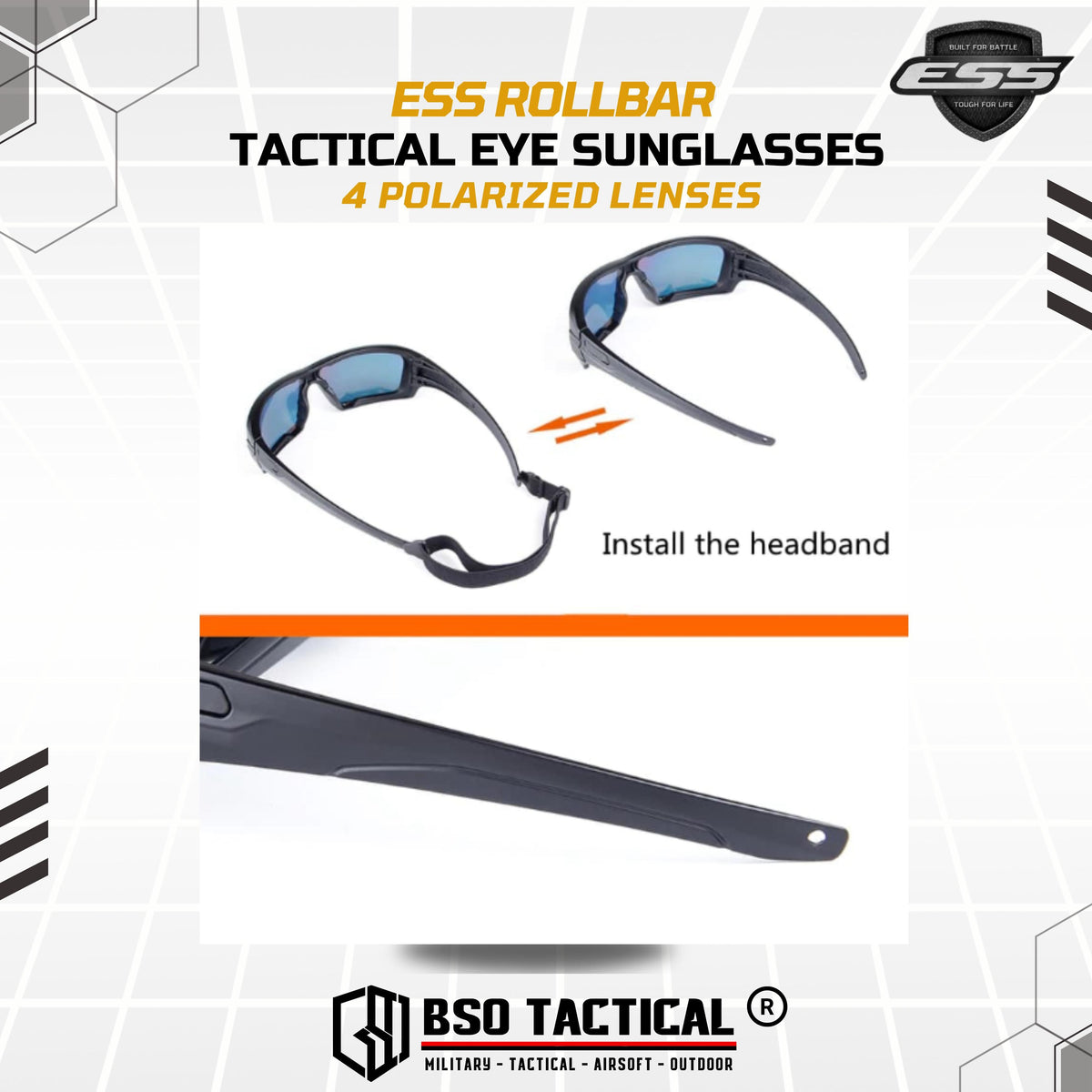 Kacamata ESS Rollbar Style Casual Daily Outdoor Tactical Sunglasses with 3 Lens