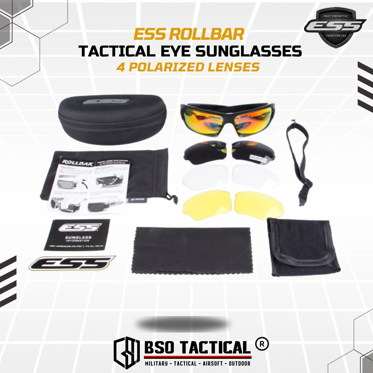Kacamata ESS Rollbar Style Casual Daily Outdoor Tactical Sunglasses with 3 Lens