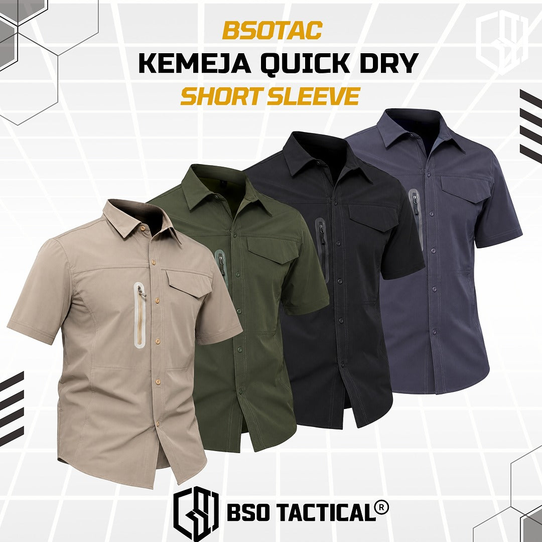 Kemeja Parasut Tactical Quick Dry Combat Short Sleeve Shirt Army Stretch Outdoor Pria Soft Casual Basic
