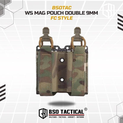 WS Double Pouch FC Style Molle System for 9mm Tactical Dual Slot for MG Flashlight EDC Gear Outdoor