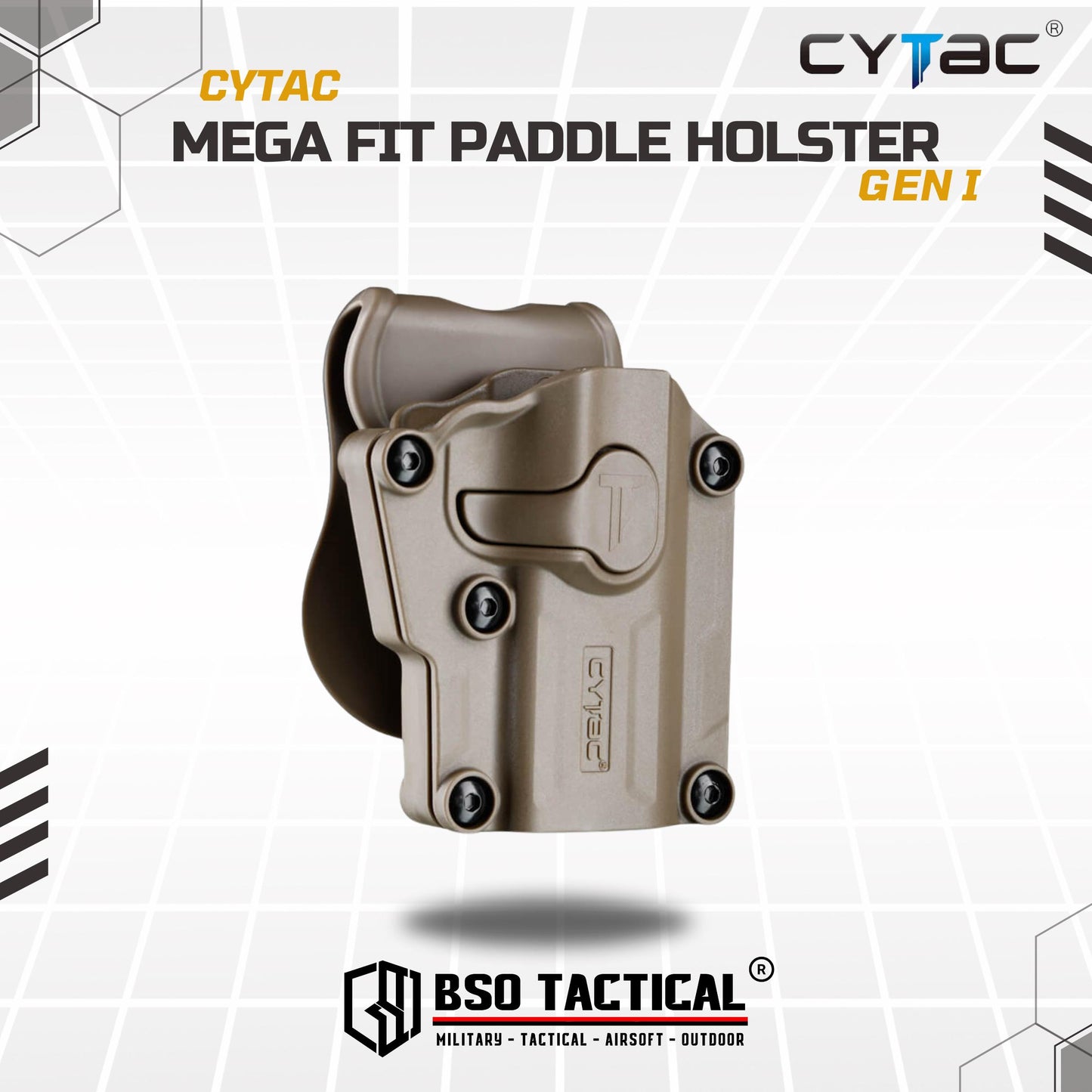 Holster Tactical Cytac Gen 1 Mega Fit Gen 1 Holster Universal 80+ Type Original - Belt Clip / Paddle