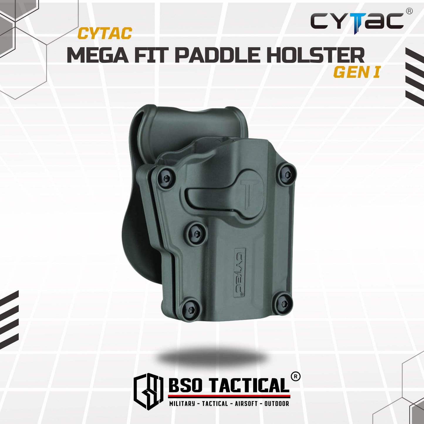 Holster Tactical Cytac Gen 1 Mega Fit Gen 1 Holster Universal 80+ Type Original - Belt Clip / Paddle