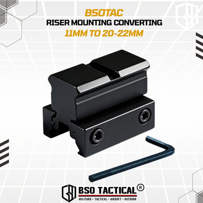Riser Mounting Adapter Converting 11mm to 20-22mm Picatinny Rail Dull Metal Default