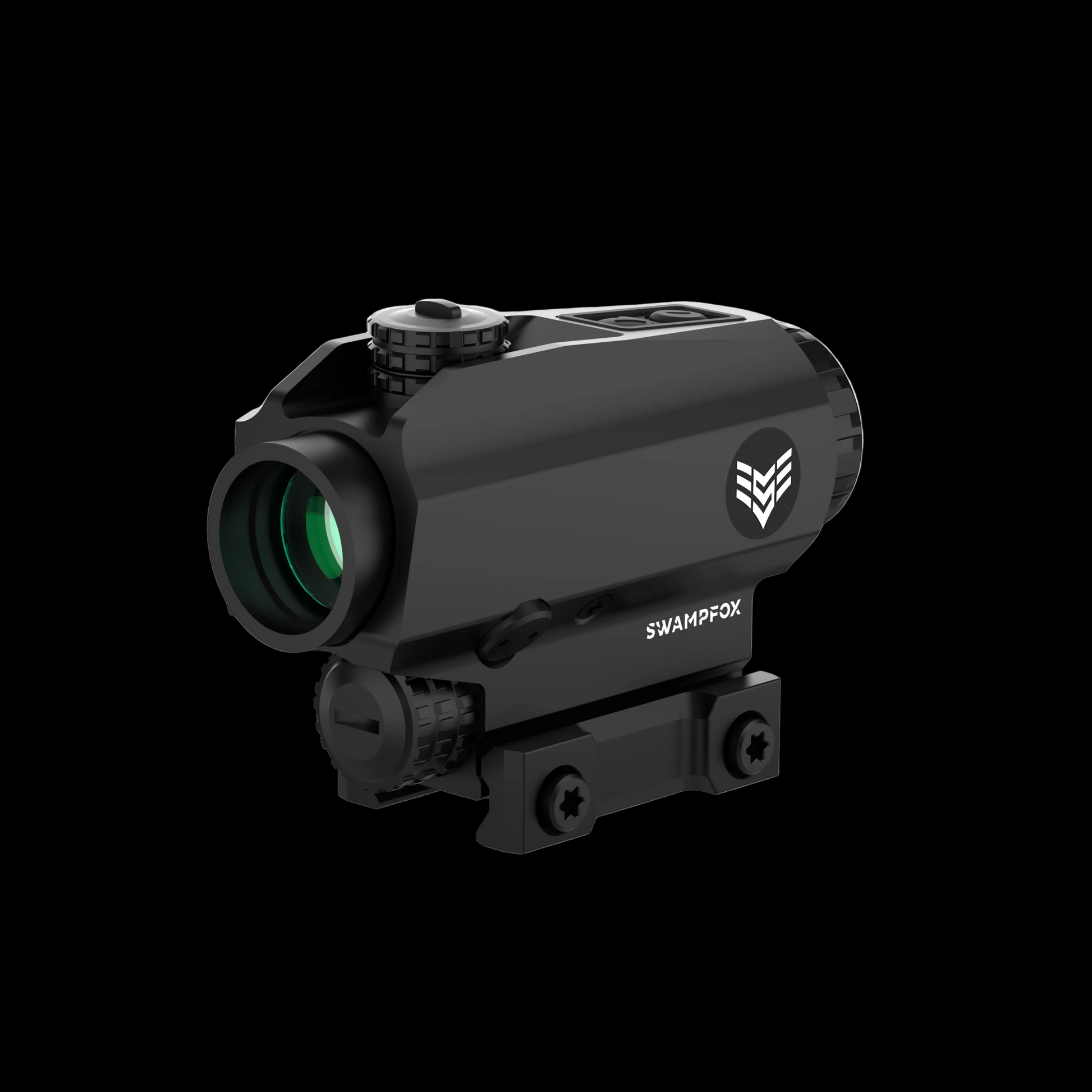 Swampfox Blade 1x25 prism scope on a white background with BSO Tactical branding.