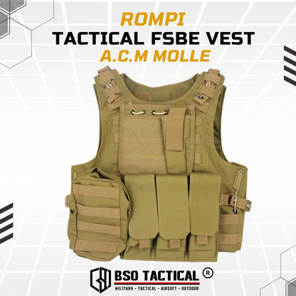 Rompi Outdoor FSBE Molle Outdoor Vest Body Protection with Pouch for Outdoor Gym Hyrox Fitness Olahraga Luar Ruangan Sport