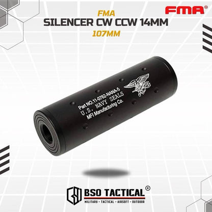 FMA Airsoft Silencer 107mm 14mm CW CCW Full Metal