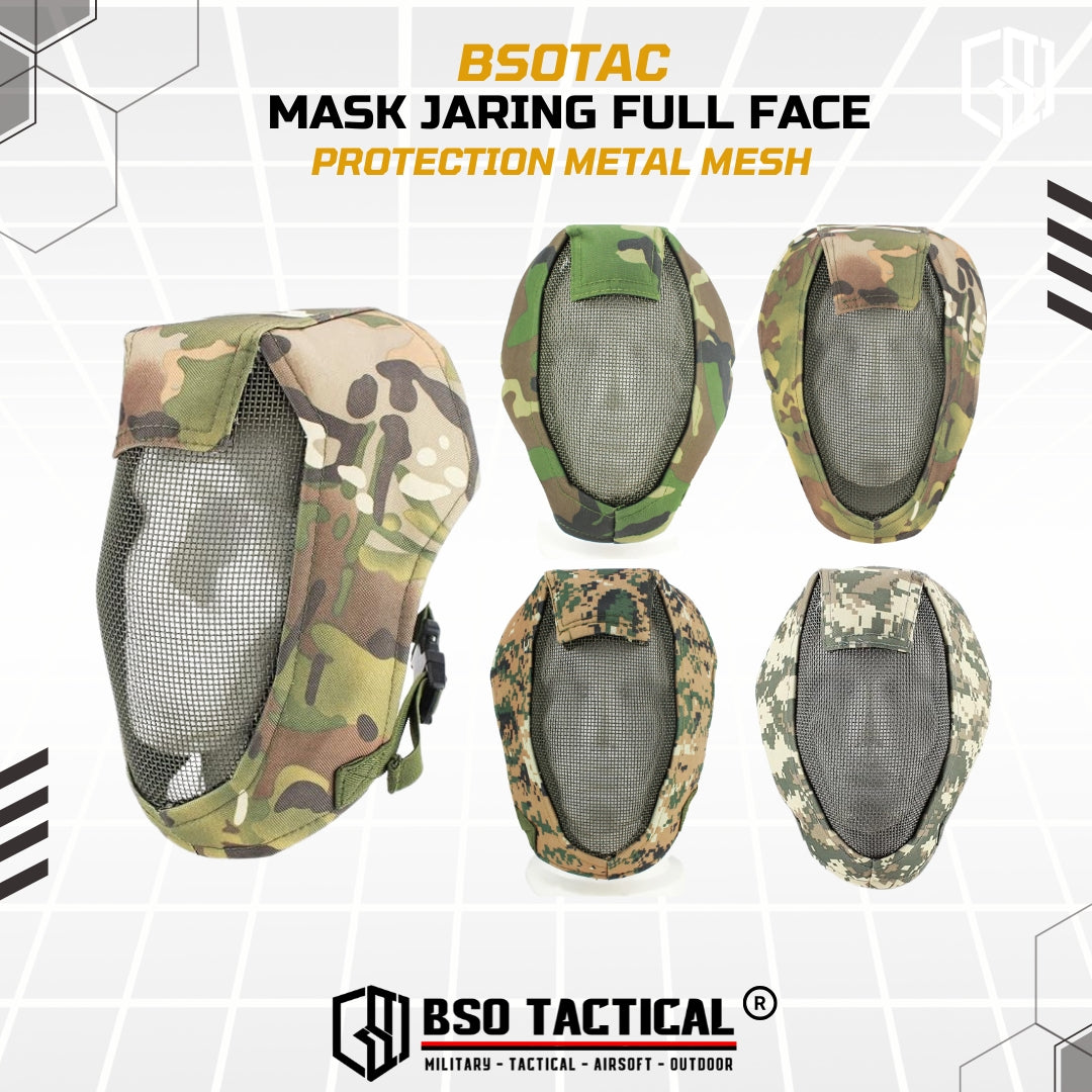 Tactical Mask Jaring Full Face Protection Metal Mesh Adjustable