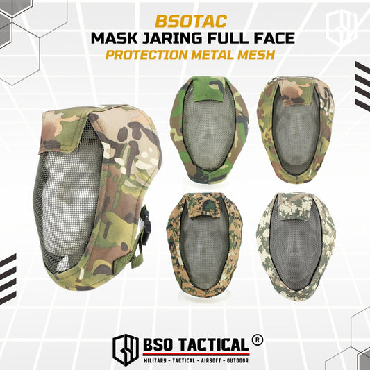 Tactical Mask Jaring Full Face Protection Metal Mesh Adjustable