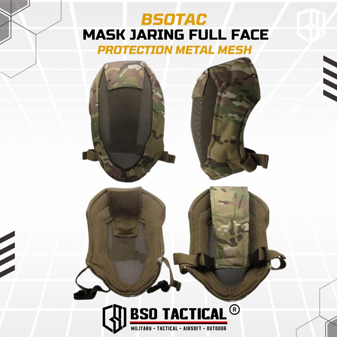 Tactical Mask Jaring Full Face Protection Metal Mesh Adjustable