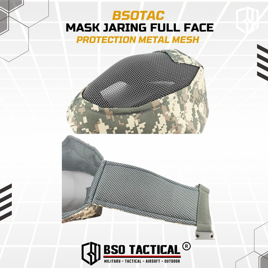 Tactical Mask Jaring Full Face Protection Metal Mesh Adjustable