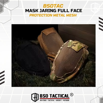 Tactical Mask Jaring Full Face Protection Metal Mesh Adjustable