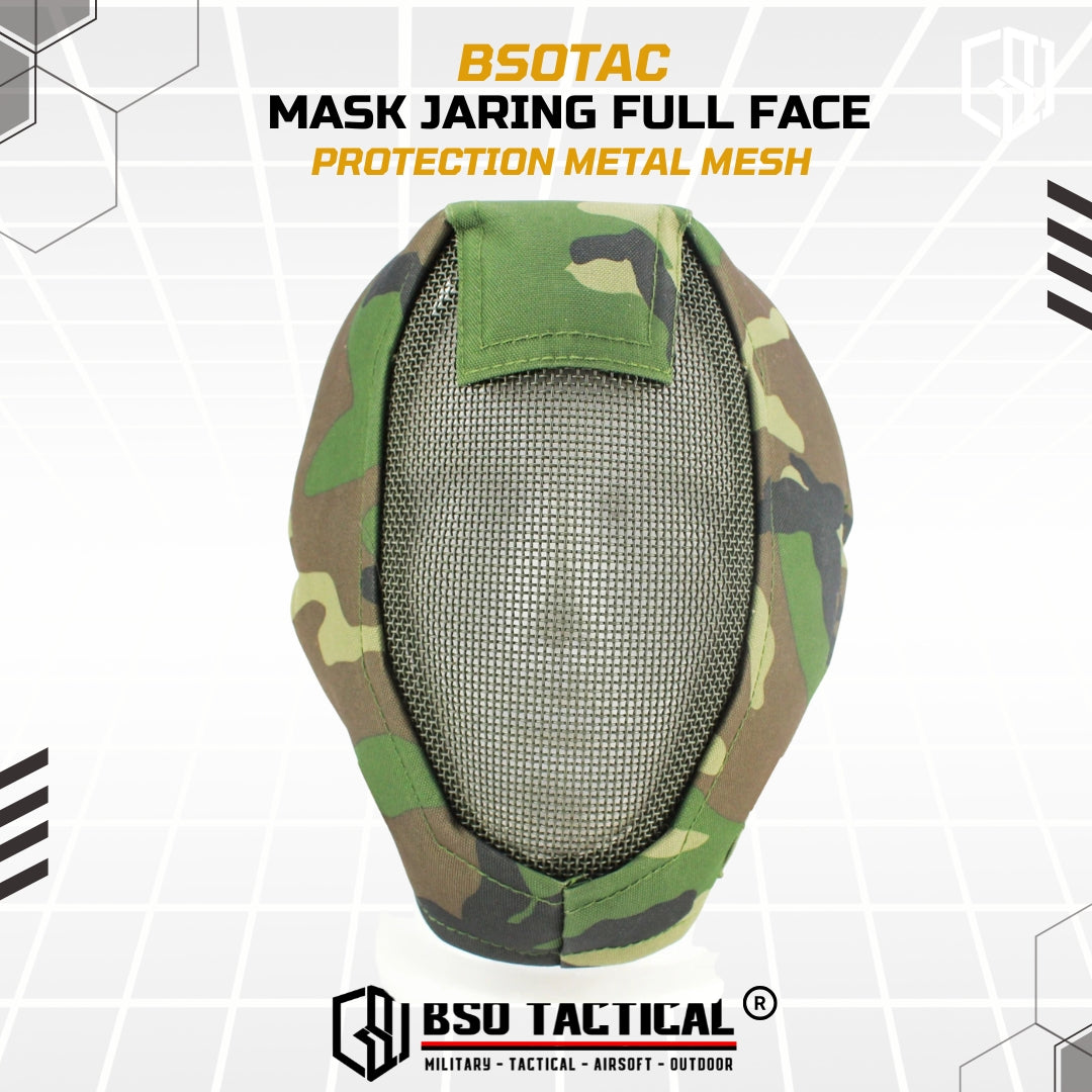 Tactical Mask Jaring Full Face Protection Metal Mesh Adjustable