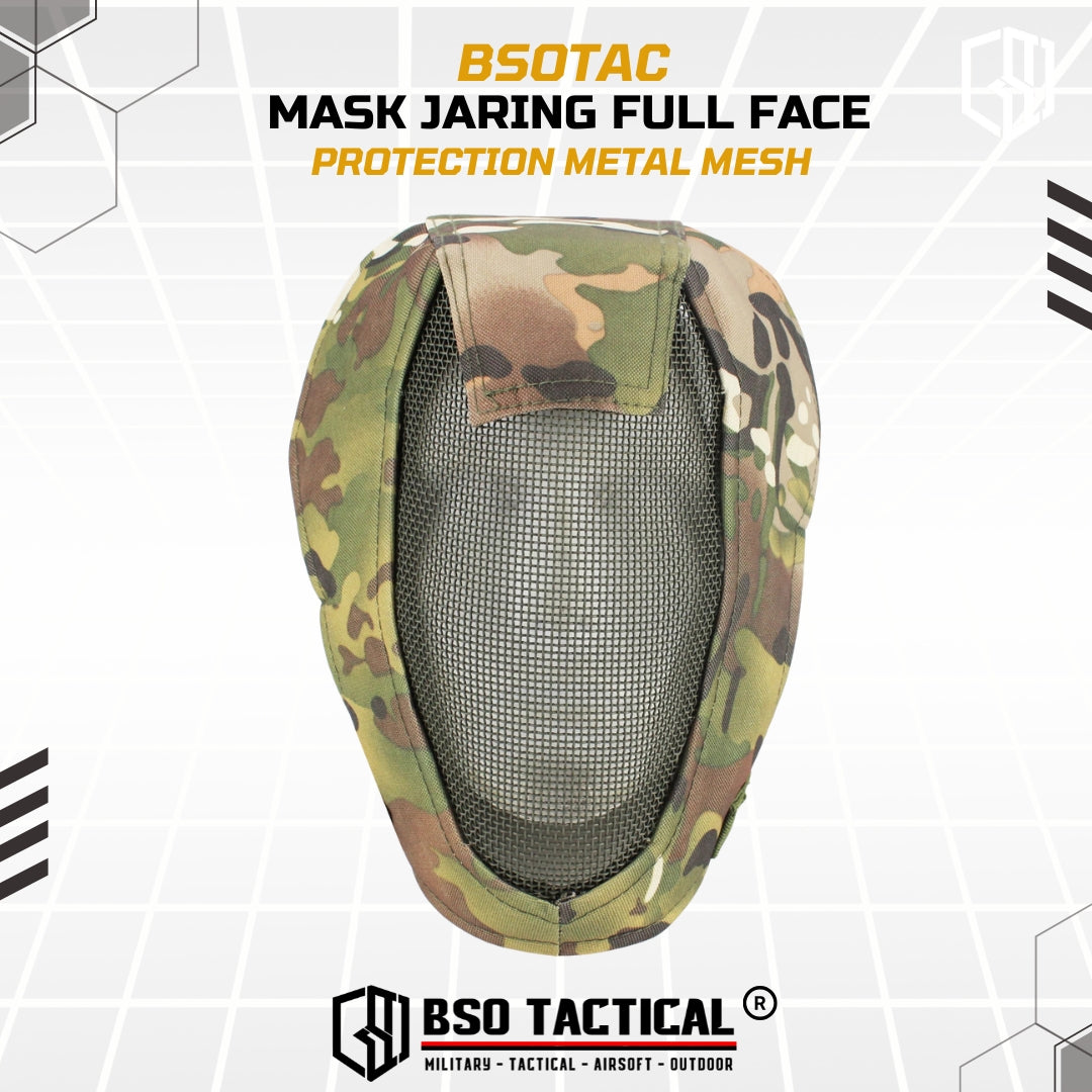 Tactical Mask Jaring Full Face Protection Metal Mesh Adjustable