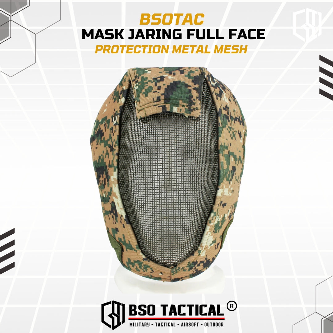 Tactical Mask Jaring Full Face Protection Metal Mesh Adjustable