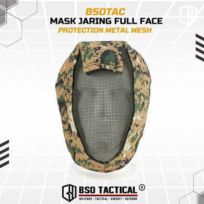 Tactical Mask Jaring Full Face Protection Metal Mesh Adjustable