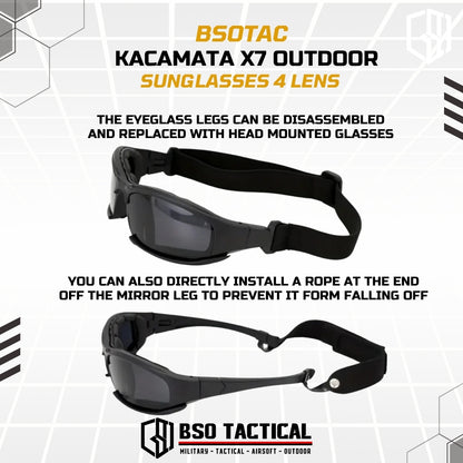 Kacamata Outdoor Daisy X7 Tactical Sunglasses 4 Lens