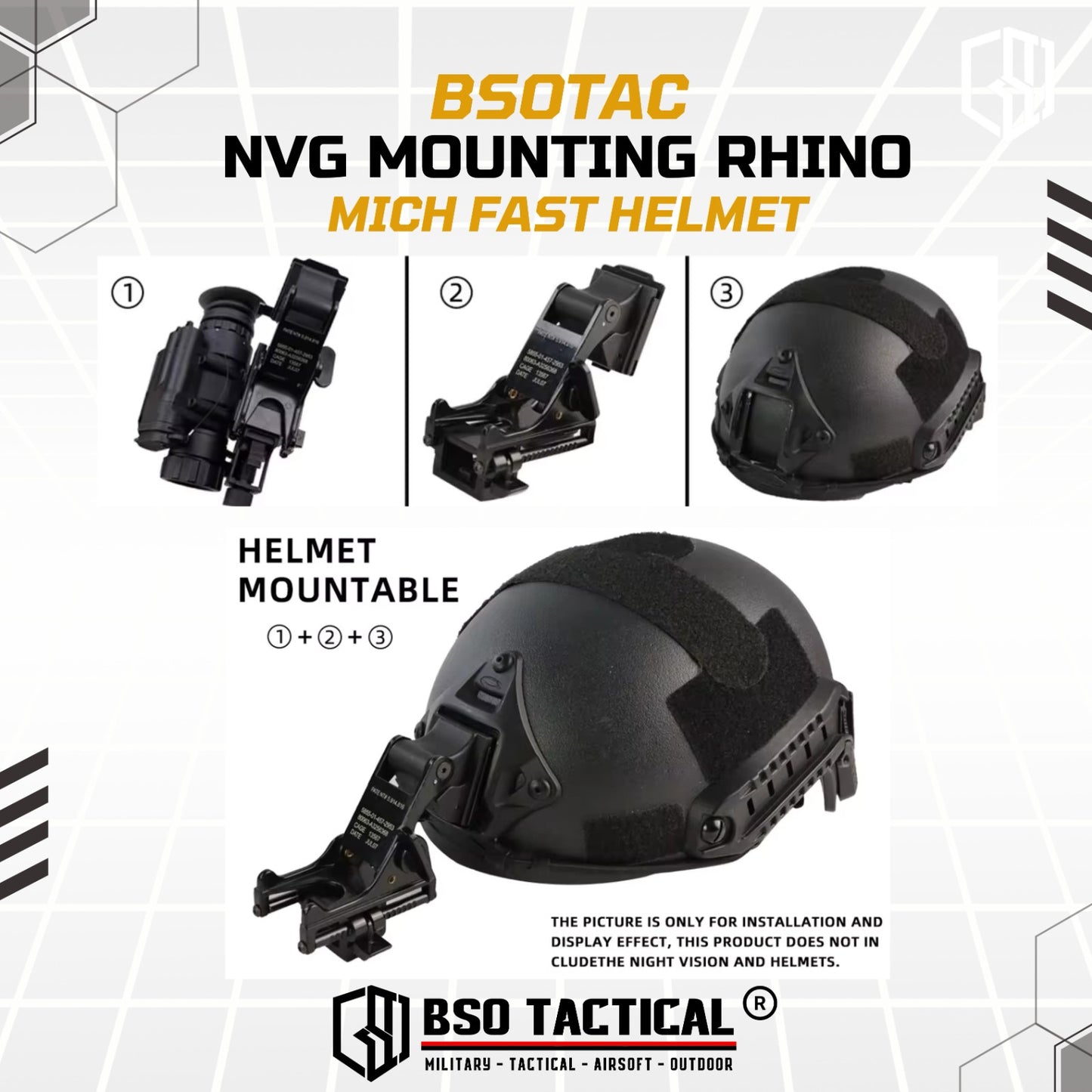 Mounting Rhino MICH FAST Helmet for PVS NV Outdoor