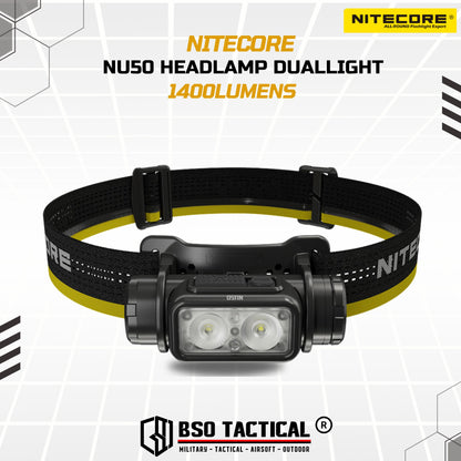 NITECORE NU50 Senter Kepala Headlamp Duallight IP68 1400LM 4000Mah - ORIGINAL