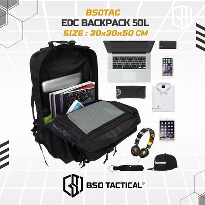 Tas Ransel Olahraga EDC 50L Backpack Outdoor Tactical Daily Bag Molle Multi Storage Gym Hyrox Camping Hiking 914