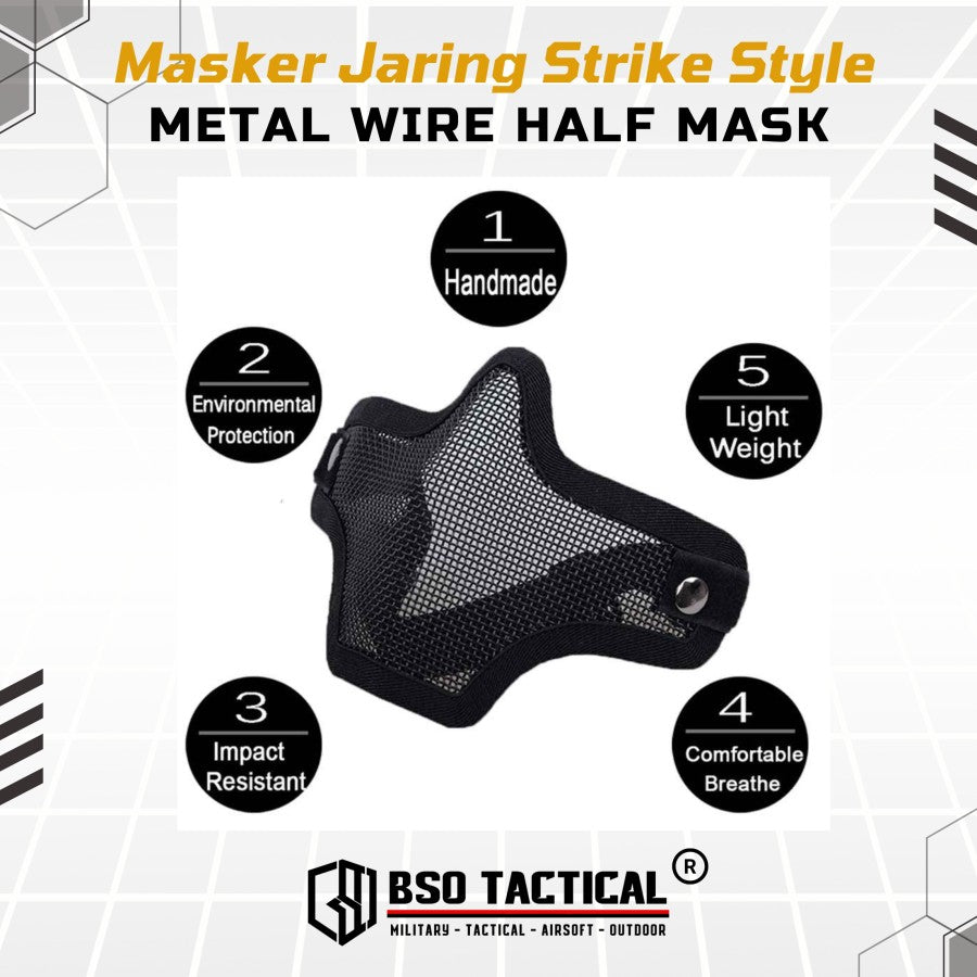 Masker Jaring Strike Style Metal Wire Half Mesh Mask Face Protection