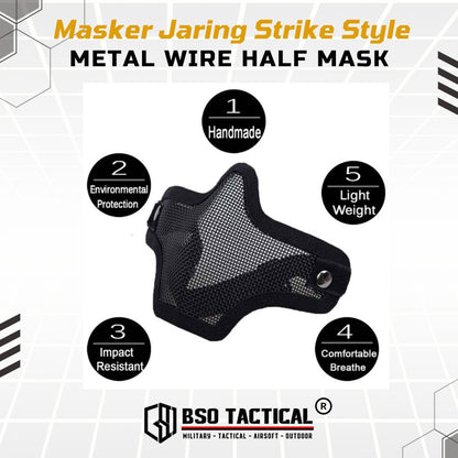 Masker Jaring Strike Style Metal Wire Half Mesh Mask Face Protection