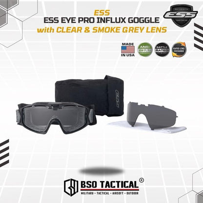 Kacamata Goggle Tactical ESS Eye Pro AVS INFLUX with Clear Smoke Grey Lens Outdoor Protection ORIGINAL