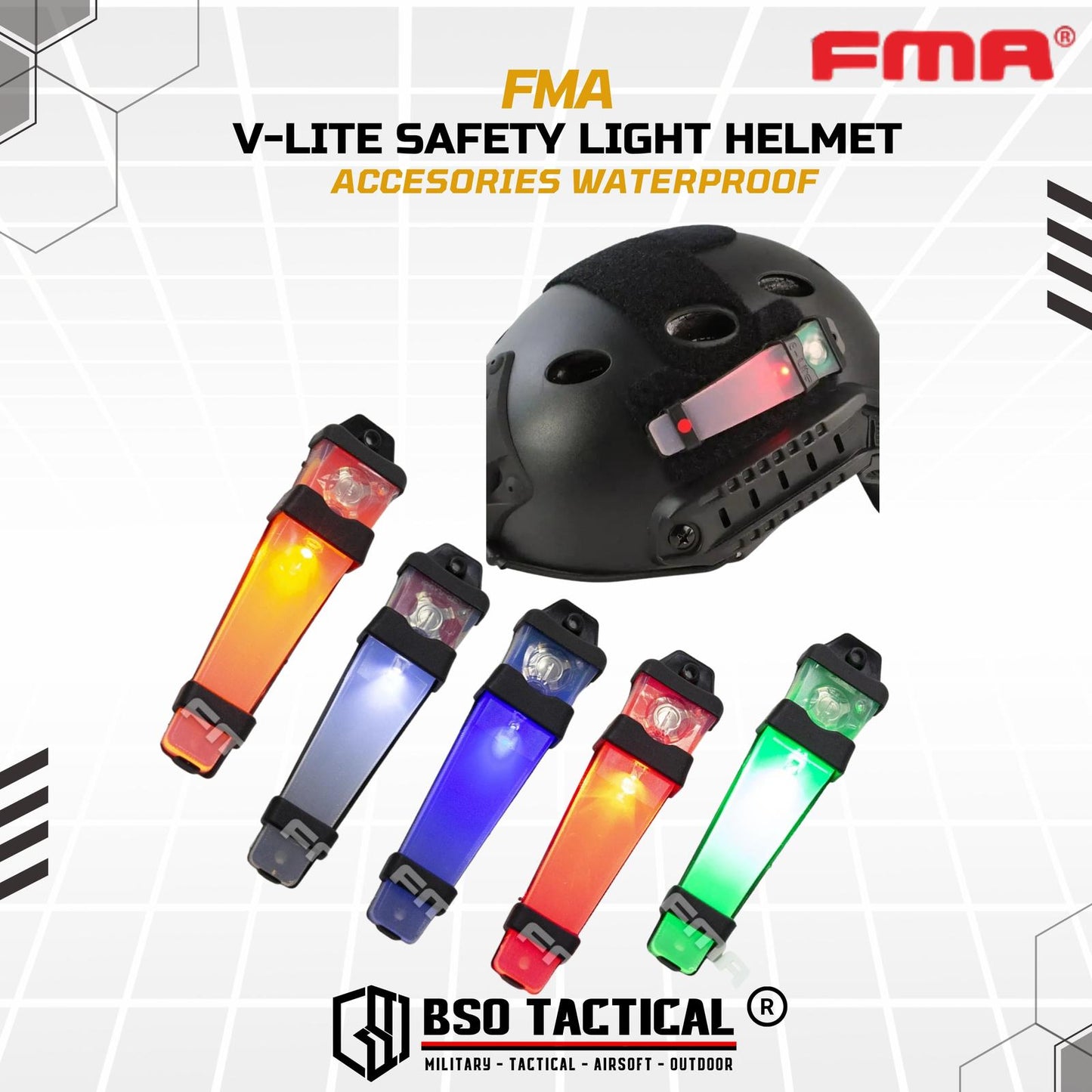FMA V-Lite Safety Light Helmet Outdoor Accesories Signal Waterproof