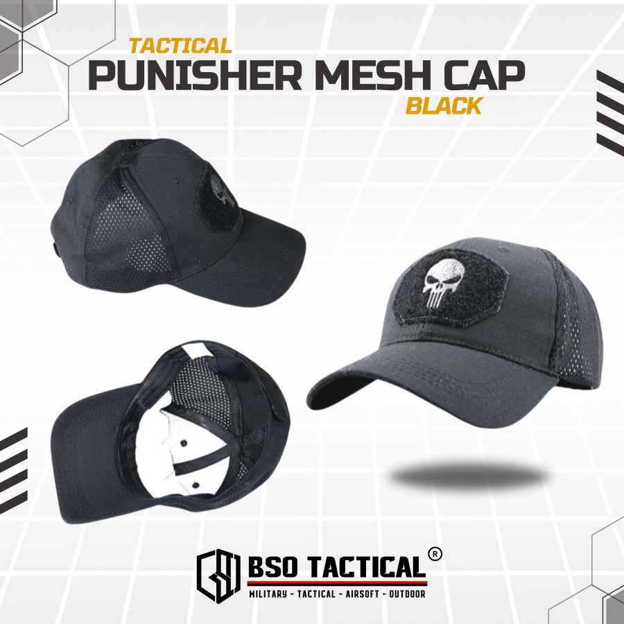 Topi Velkro Punisher Tactical Outdoor Mesh Hat Ripstop Allsize