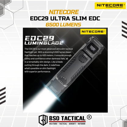 NITECORE Senter EDC29 LED Flashlight UHi 20 Max Lumin Shield 6500 Lumens Baterai USB - ORIGINAL