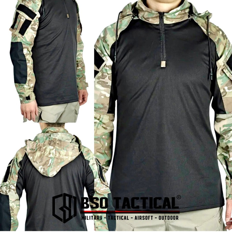 Baju Outdoor Hoodie Lengan Panjang FROG Tahan Air dan Cepat Kering dengan Kantong Serbaguna - Sport