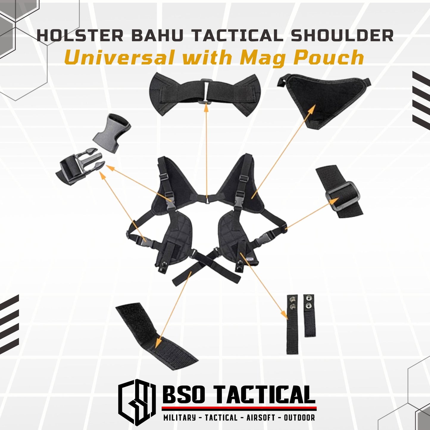 Holster Bahu Tactical Shoulder Universal with Mag Pouch Low Profile