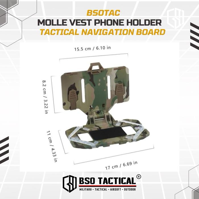 WS Tempat HP Dada Navigation Board Vest Phone Holder Molle Polymer Universal Mobile Smart Phone Case Smartphone