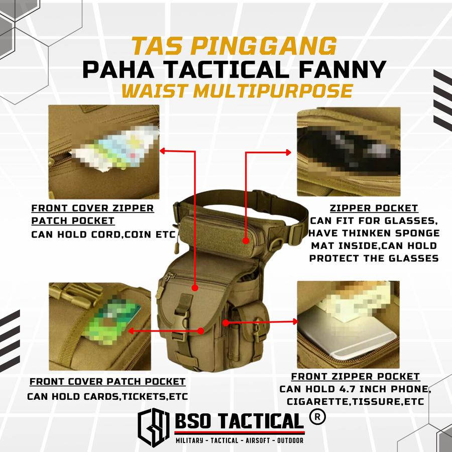 Tas Pinggang Paha Tactical Fanny Waist Multipurpose Outdoor Bag