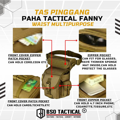 Tas Pinggang Paha Tactical Fanny Waist Multipurpose Outdoor Bag