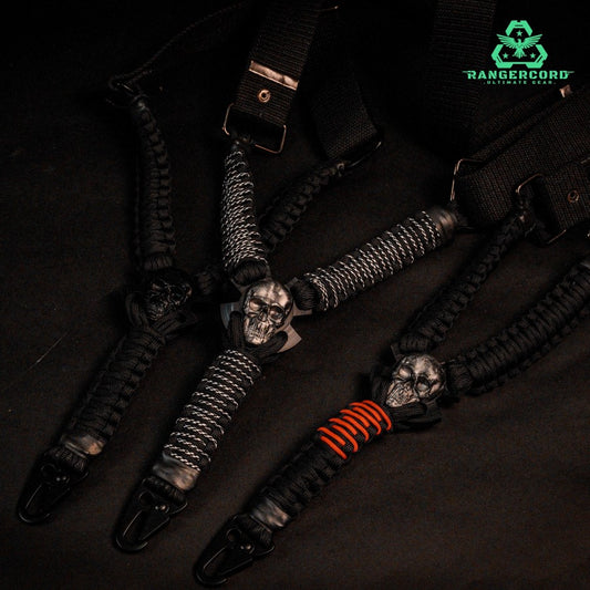 Tali Sandang Rangercord Sling Paracord Skull Custom Handmade 1 Point Metal Multifungsi Outdoor