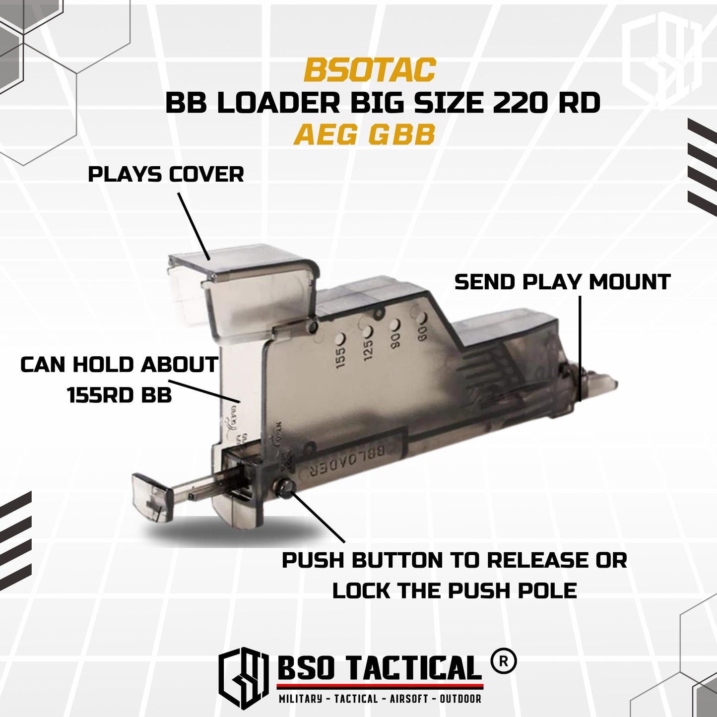 BB Loader Big Size 220 Rd BB 6mm Quick Reload Mag AEG GBB