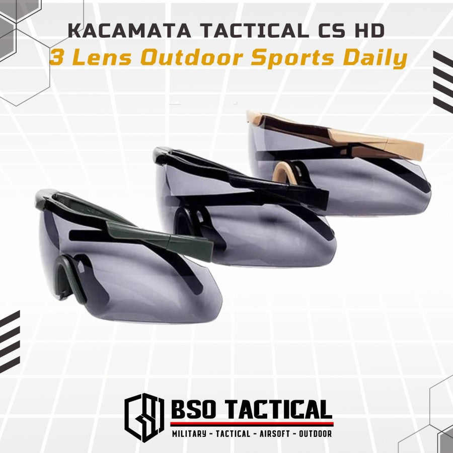 Kacamata Tactical CS HD 3 Lens Outdoor Sports Daily Casual Sun Glasses Sunglasses Eyewear