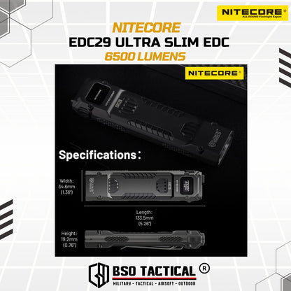 NITECORE Senter EDC29 LED Flashlight UHi 20 Max Lumin Shield 6500 Lumens Baterai USB - ORIGINAL