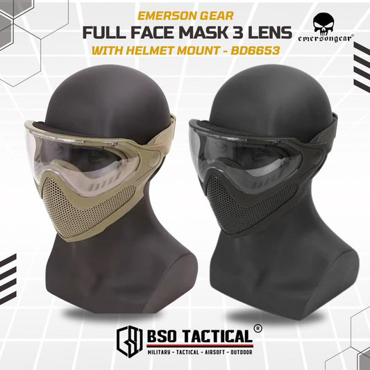 Emerson Gear Tactical Full Face Mask 3 Lens for Fast Helmet - BD6653