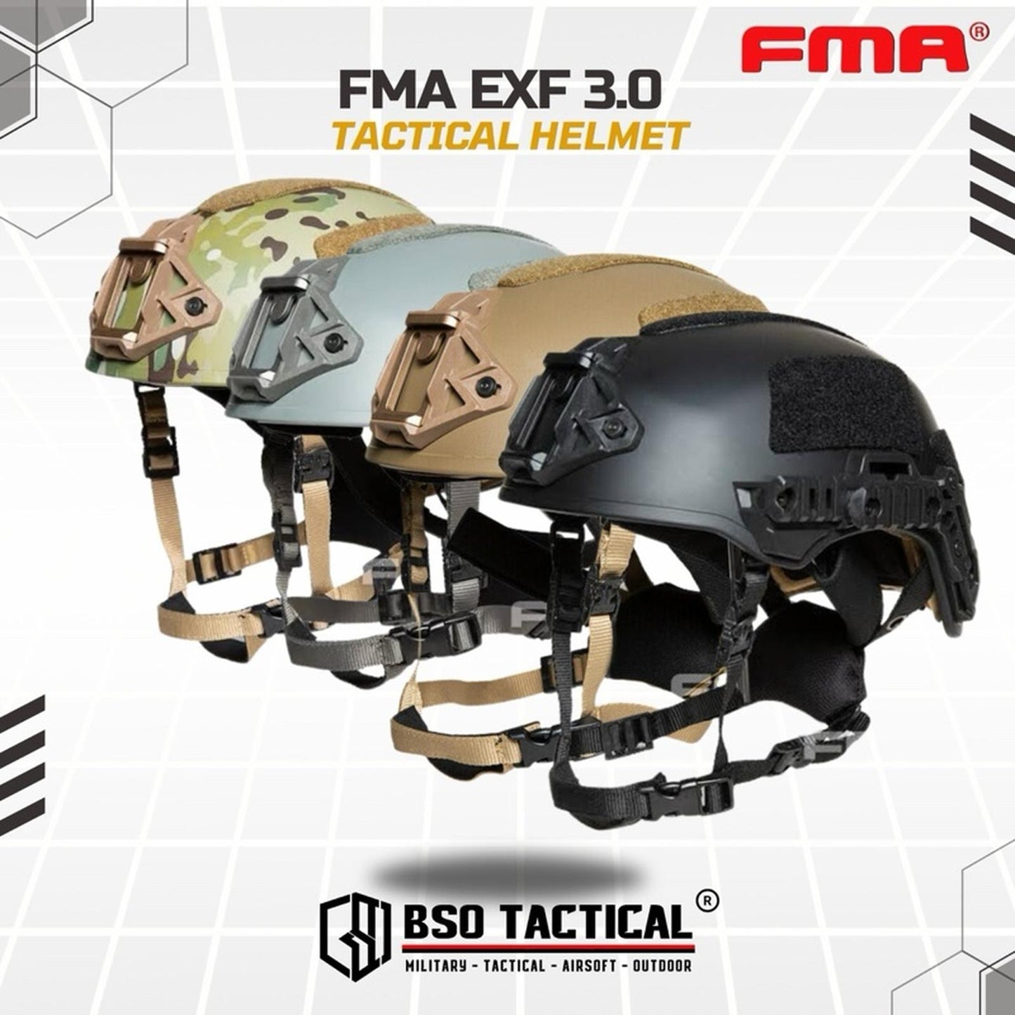 FMA TW 3.0 EXFIL Helm Anti-Riot Tactical Adjustable Outdoor Helmet - TB1268