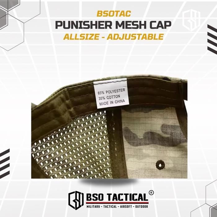 Topi Velkro Punisher Tactical Outdoor Mesh Hat Ripstop Allsize
