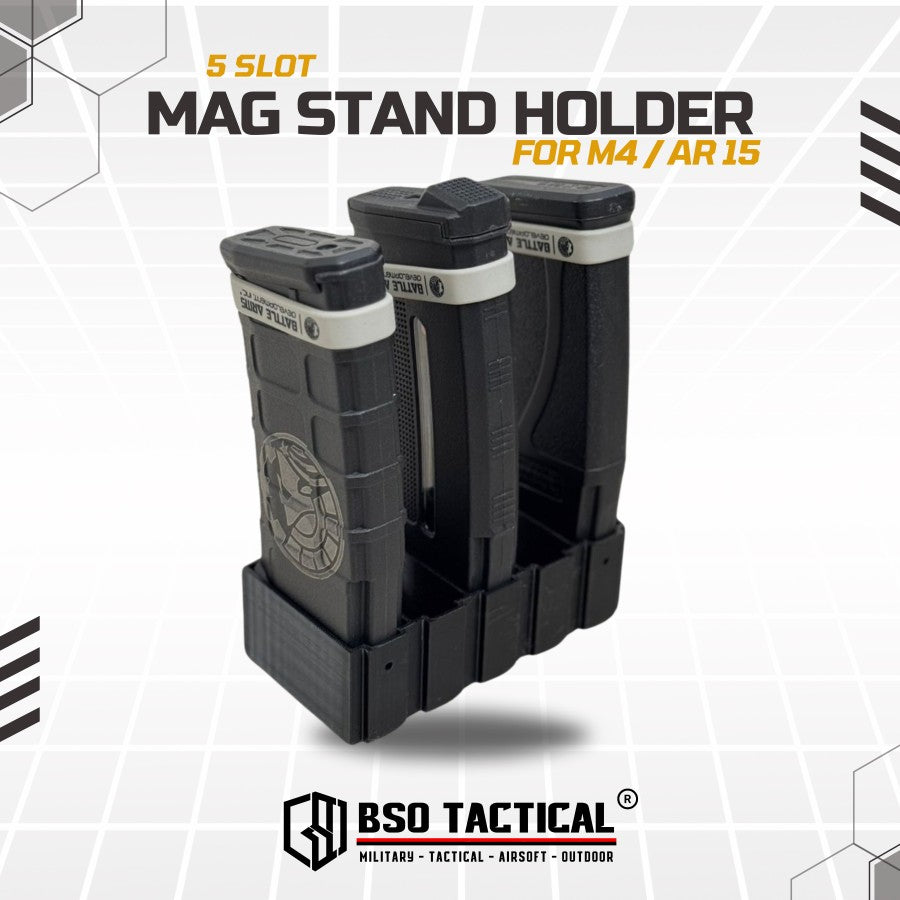 BSOTAC Tactical Mag Stand Holder 5 Slot for 556 AR15 M4 Storage Organizer Outdoor