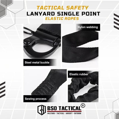 Tactical Safety Lanyard Single Point Outdoor Tali Elastic Ropes